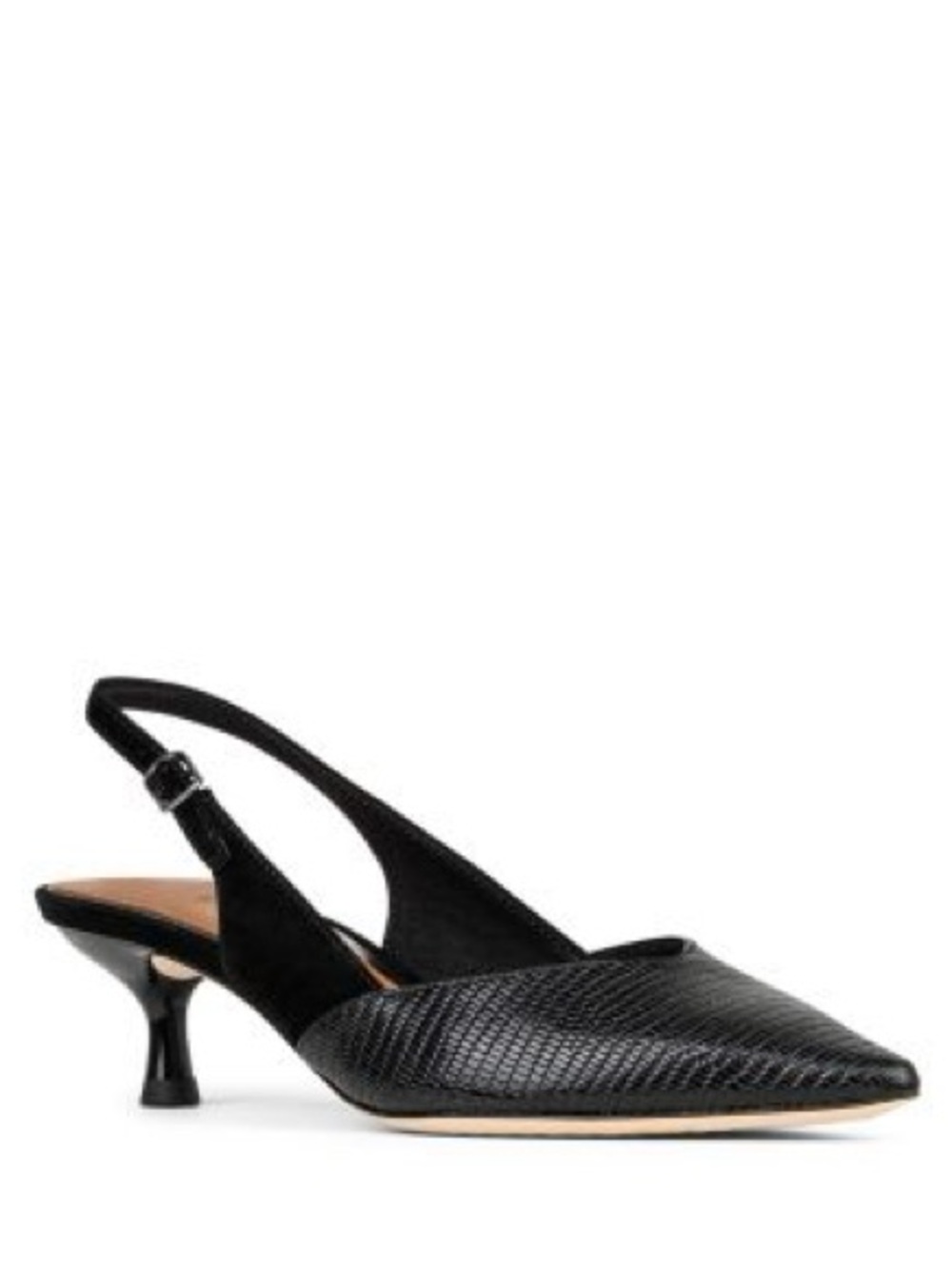 Donald Pliner Sodashi - Black Pointed Slingback Kitten Heel Pumps